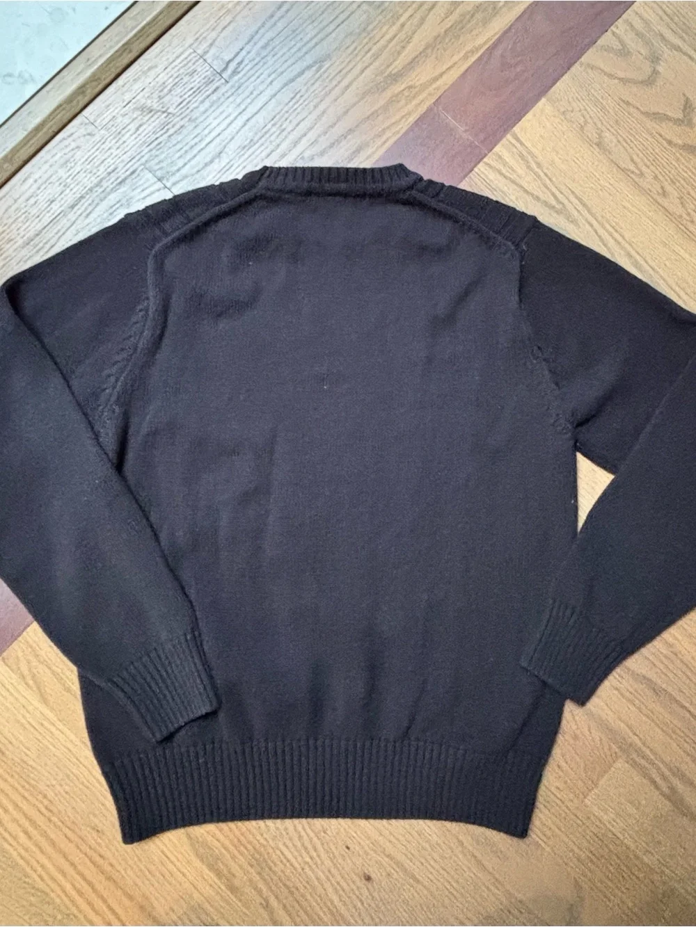 Geoffrey Beene Vintage Cotton Crewneck Sweater Men’s Large Black Striped Knit